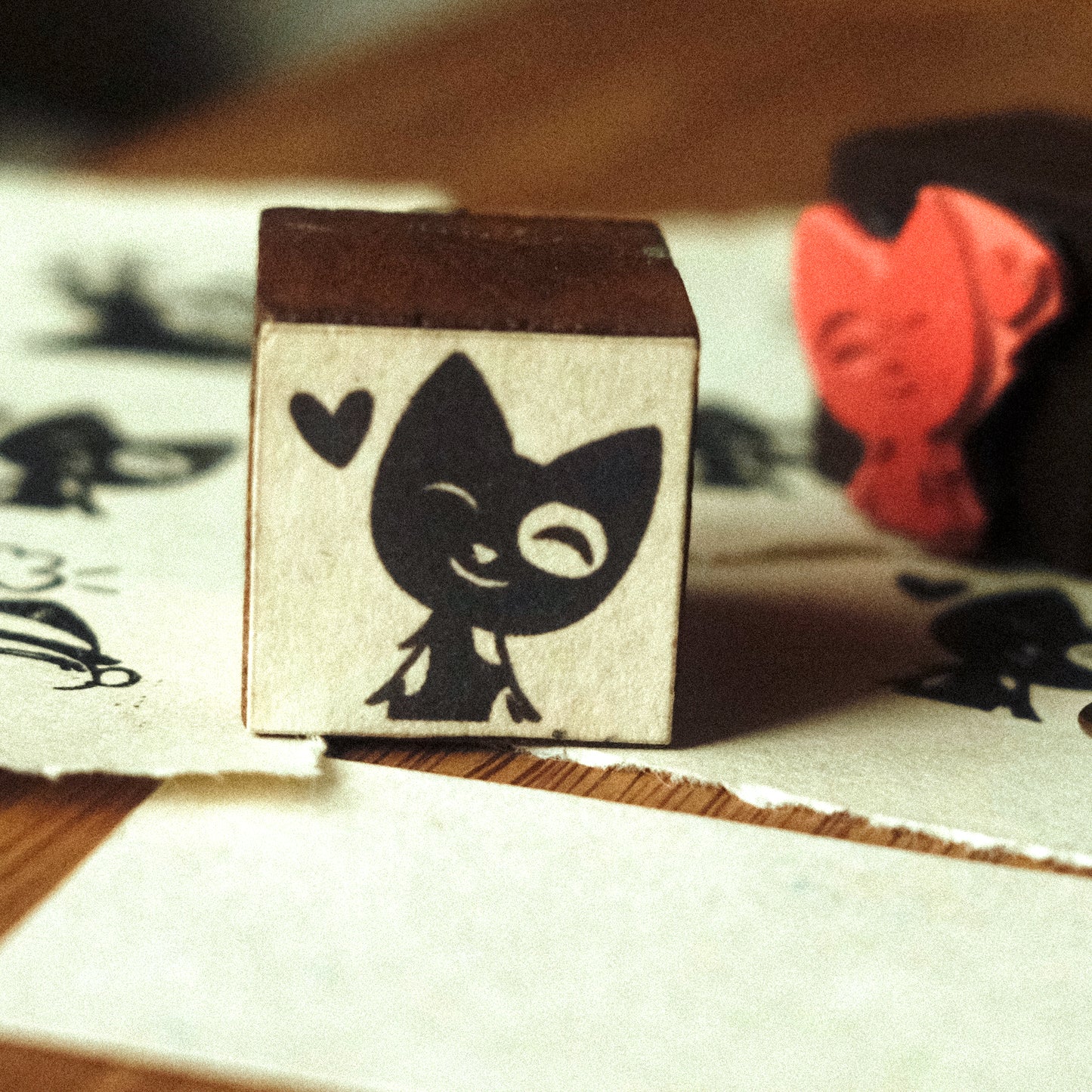 Tortie Love rubber stamp Made by Wheeler